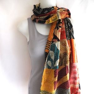 Beautiful Boho Patchwork Kantha Sari Scarf